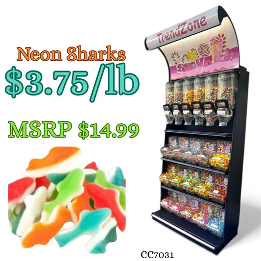 Bulk Candy Gummies – Neon Sharks - Case of 26.45 lb