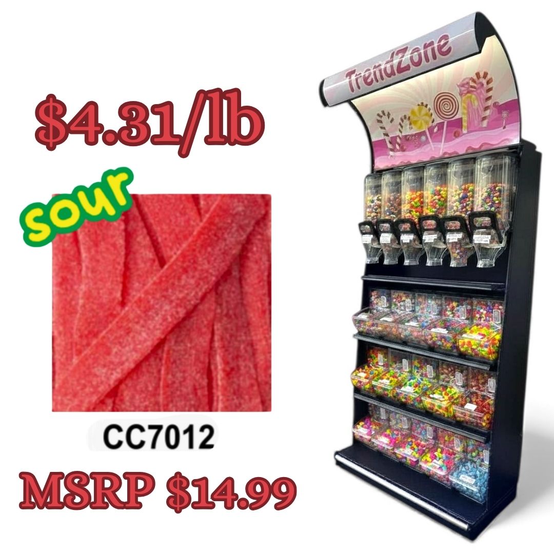 Bulk Candy Belts – Sour Strawberry - Case of 19.8 lbs
