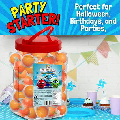 Bulk Candy 100ct Party Tub -   Bebo Head Orange Jelly Filled Gummies - Case of 8