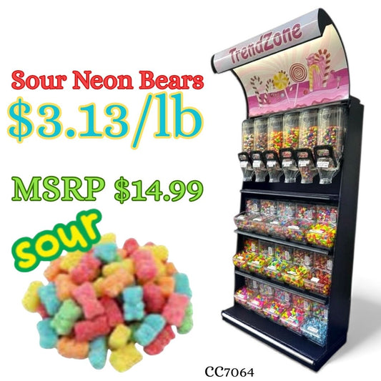 Bulk Candy Gummies – Sour! Neon Bears - Case of 26.45 lb