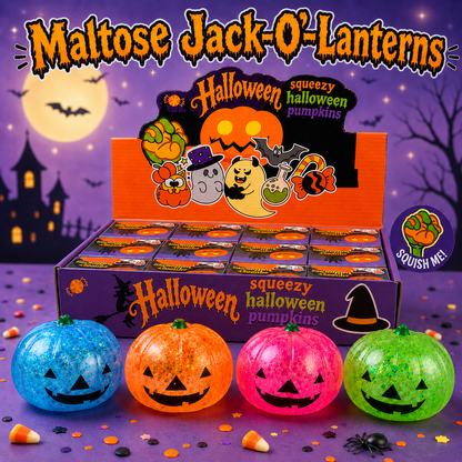 Maltose Squishy - Glitter Jack-O-Lantern – 12 pcs