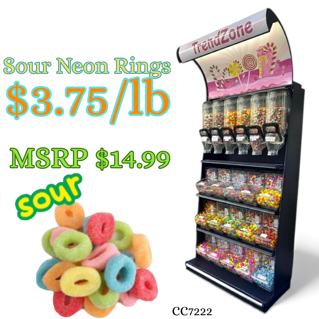 Bulk Candy Gummies – Sour! Neon Rings - Case of 26.45 lb