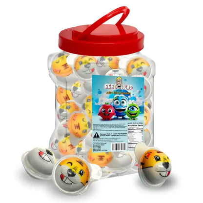 Bulk Candy 100ct Party Tub -  Bebo Head Beaver Face Jelly Filled Gummies - Case of 8