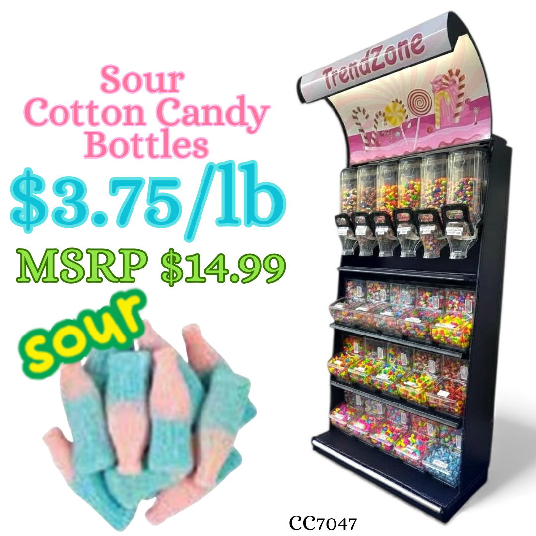 Bulk Candy Gummies – Sour! Cotton Candy Bottles - Case of 26.45 lb
