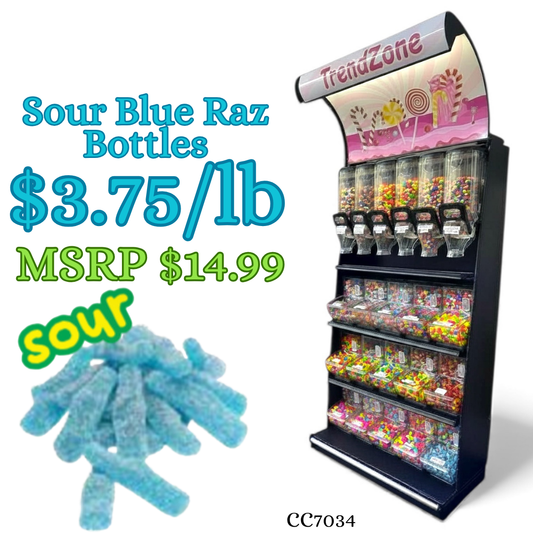 Bulk Candy Gummies – Sour! Blue Raz Bottles - Case of 26.45 lb