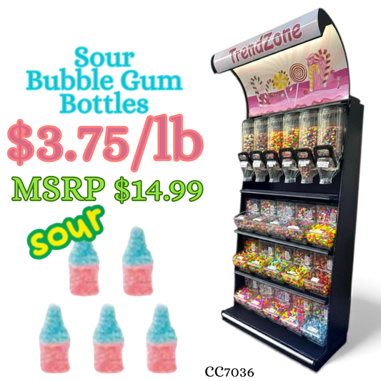 Bulk Candy Gummies – Sour! Bubble Gum Bottles - Case of 26.45 lb