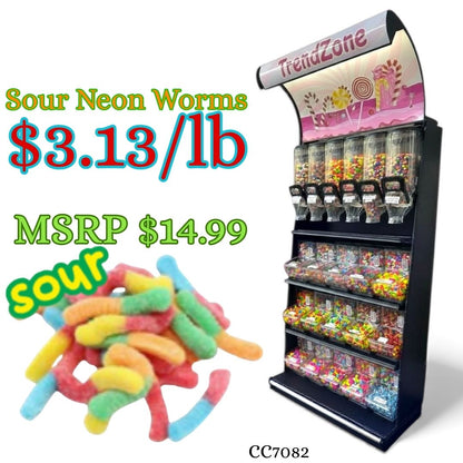 Bulk Candy Gummies – Sour! Neon Worms - Case of 26.45 lb