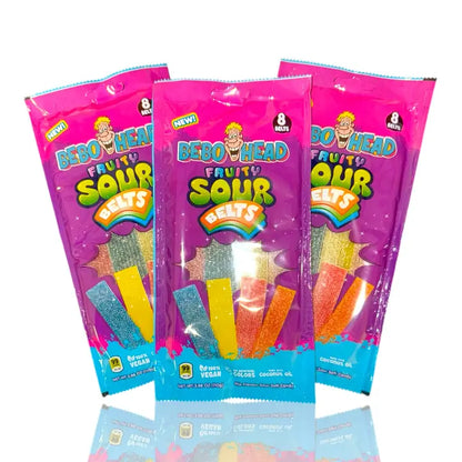 Bebo Head Sour Belts - Rainbow and Fruity Flavors Case of 30