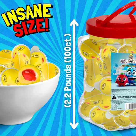 Bulk Candy 100ct Party Tub -   Bebo Head Ducks Jelly Filled Gummies - Case of 8