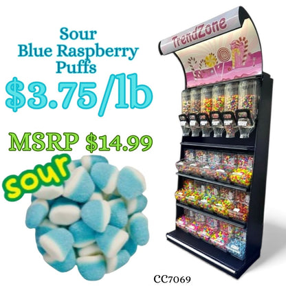 Bulk Candy Gummies – Sour! Blue Raspberry Puffs - Case of 26.45 lb