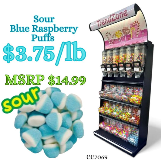 Bulk Candy Gummies – Sour! Blue Raspberry Puffs - Case of 26.45 lb
