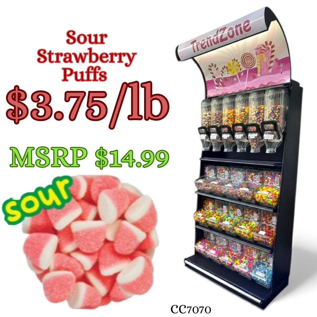 Bulk Candy Gummies – Sour! Raspberry Puffs - Case of 26.45 lb