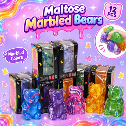 Maltose Squishy - Marbled Bears – 12 pcs