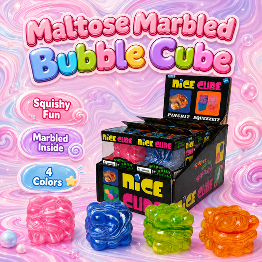 Maltose Squishy - Marbled Bubble Cube – 12 pcs