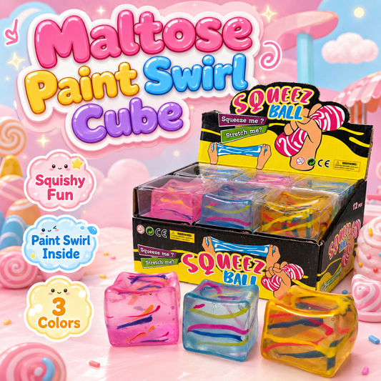 Maltose Squishy - Paint Swirl Cube – 12 pcs