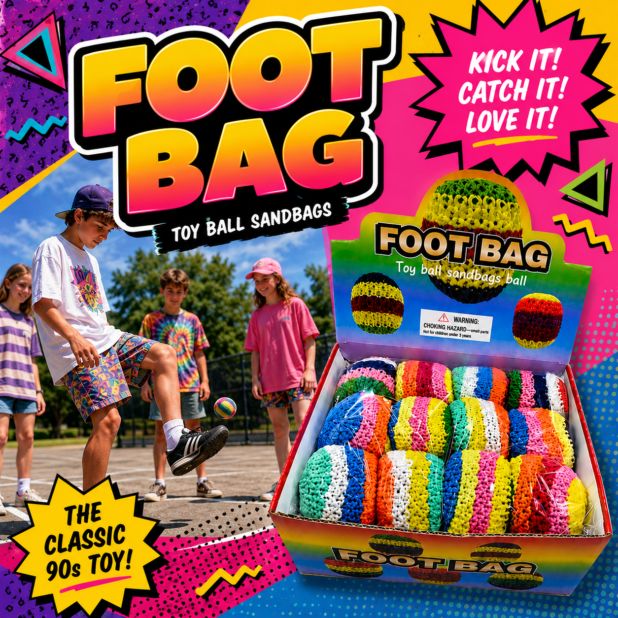 Hacky Sack - 90s Retro Foot Bags - Case of 48