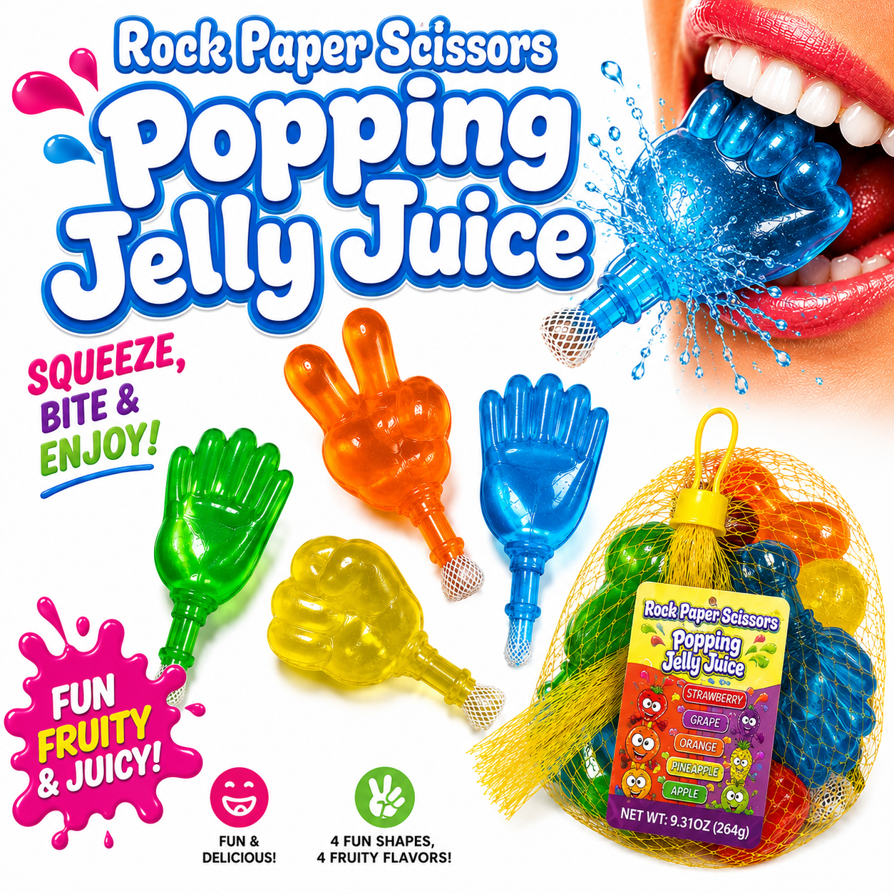 Popping Jelly Juice - Rock Paper Scissors - Case of 40