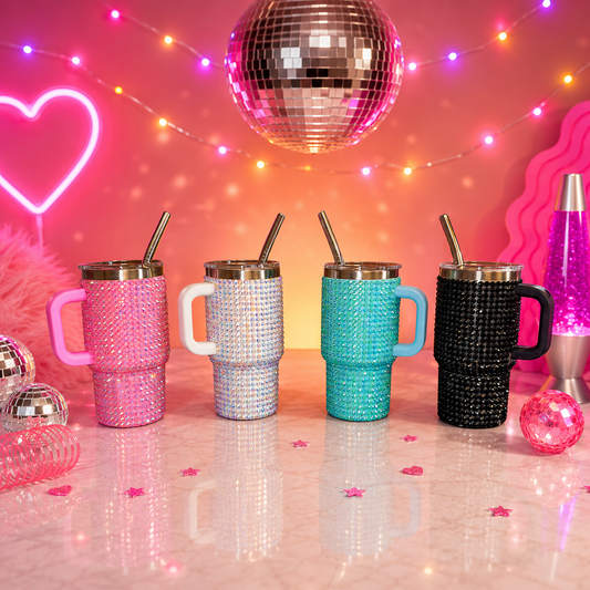 Mini Tumblers with straws 2.5 oz - Bedazzled - Case of 16