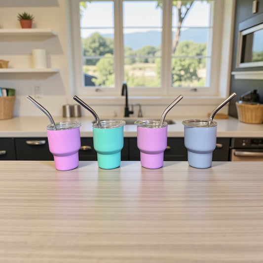 Mini Shot Glass with straws 2oz - Pastel - Case of 24