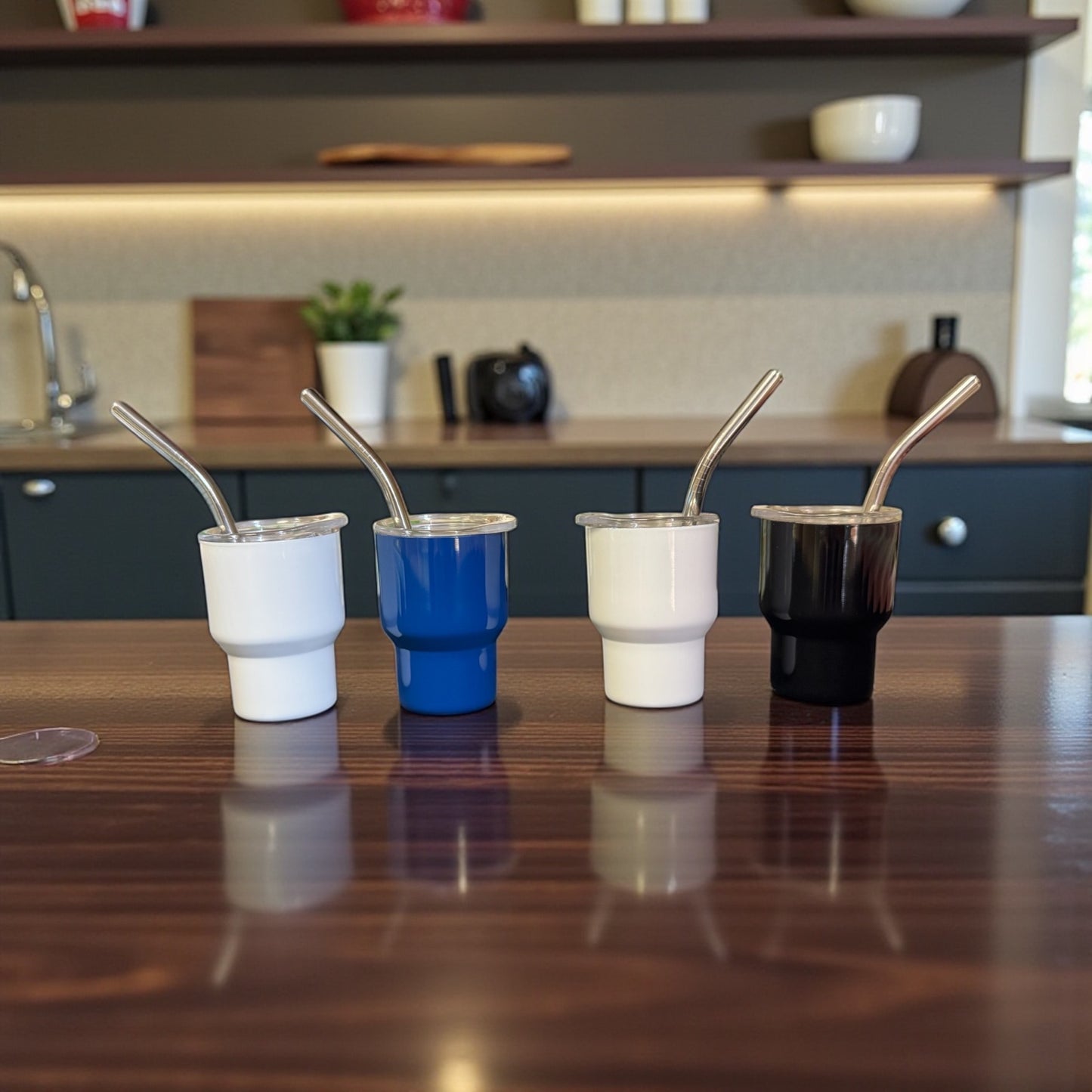 Mini Shot Glass with straws 2oz - Solid - Case of 24