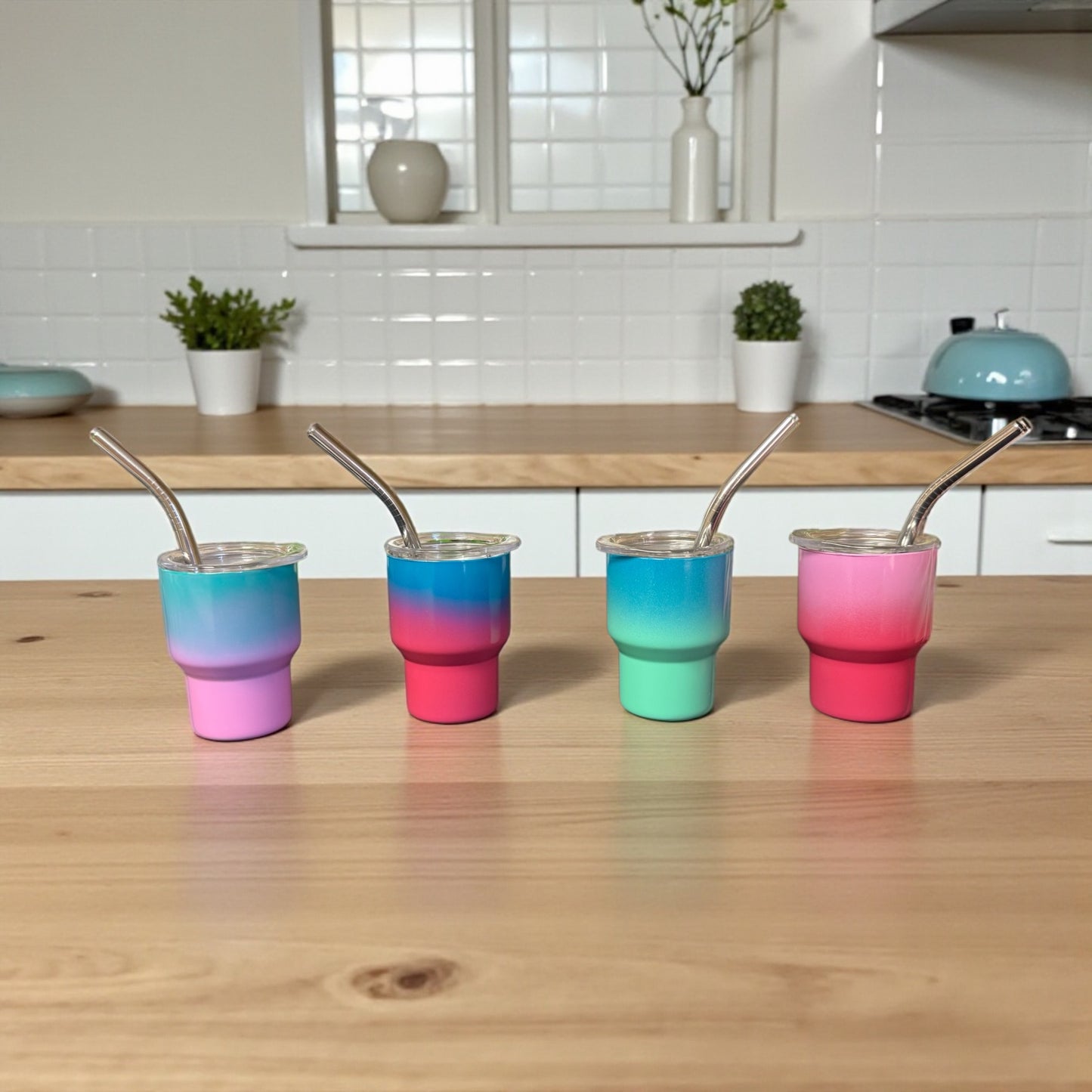 Mini Shot Glass with straws 2oz - Ombre - Case of 24