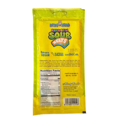 Bebo Head Sour Belts - Rainbow and Fruity Flavors Case of 30