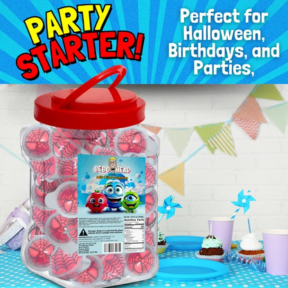 Bulk Candy 100ct Party Tub - Bebo Head SpiderGuy Jelly Filled Gummies - Case of 8