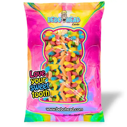 Bulk Candy Gummies – Sour! Neon Worms - Case of 26.45 lb