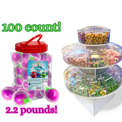 Bulk Candy 100ct Party Tub - Bebo Head Grape Jelly Filled Gummies - Case of 8