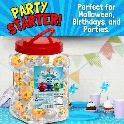 Bulk Candy 100ct Party Tub -  Bebo Head Beaver Face Jelly Filled Gummies - Case of 8